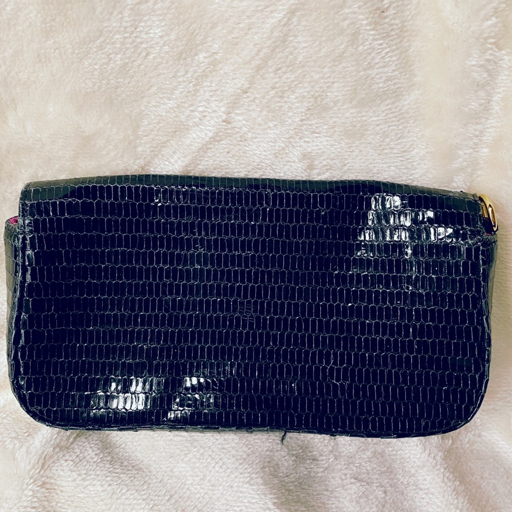 Henry Bendel Black Python Small Clutch - image 4